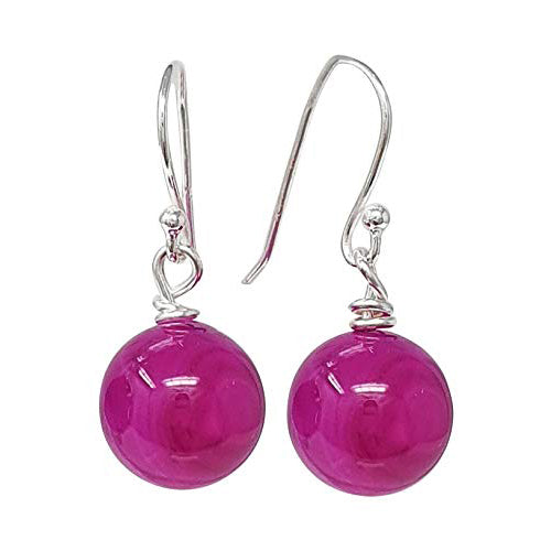 Women's Gemstone Earrings | 12mm Beads with Sterling Silver Dangle Design