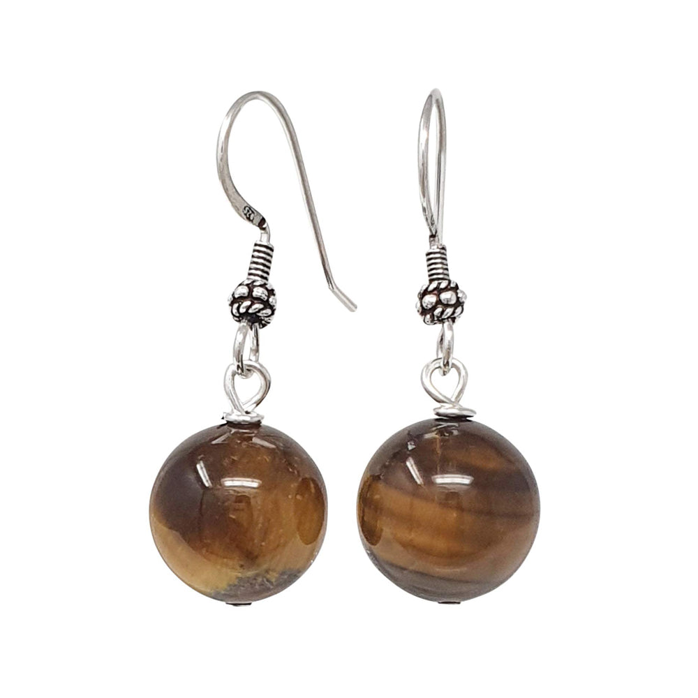 Women's Gemstone Earrings | 12mm Beads with Sterling Silver Dangle Design