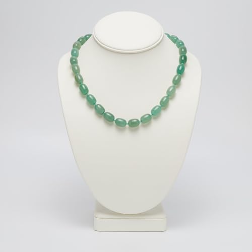 Aventurine 10x16mm Beaded Gemstone Necklace Displayed on Necklace Stand