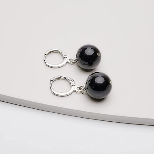12mm Gemstone Bead Leverback Drop Earrings