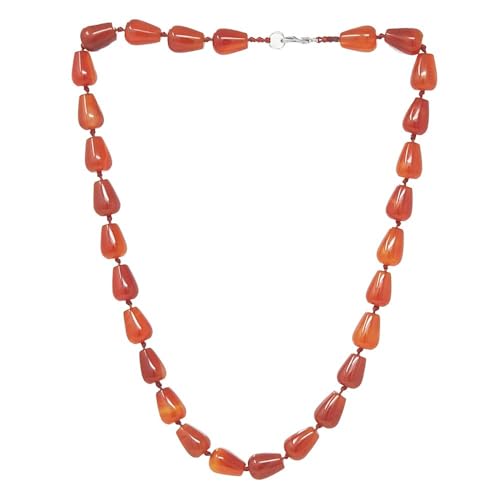 Red Agate Round Teardrop Gemstone Necklace