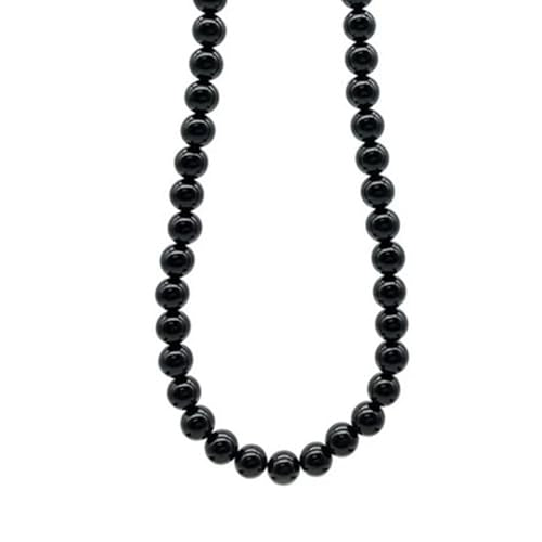 Black Agate 8mm Beaded Gemstone Necklace