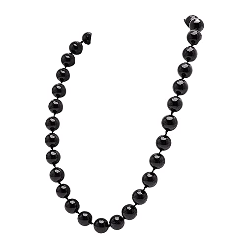 Black 12mm Gemstone Necklace on white Background
