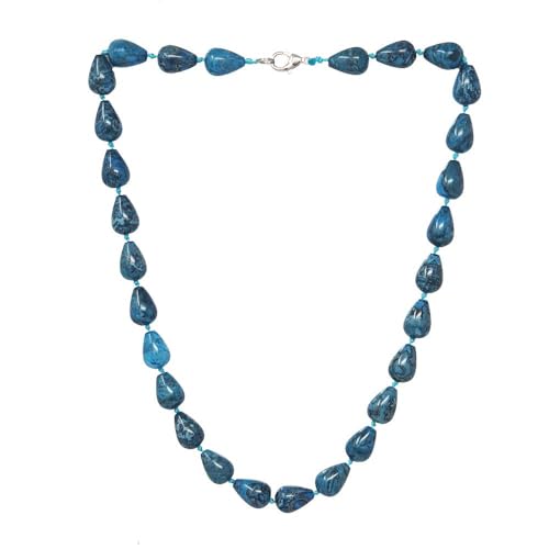 Blue Crazy Agate Round Teardrop Gemstone Necklace