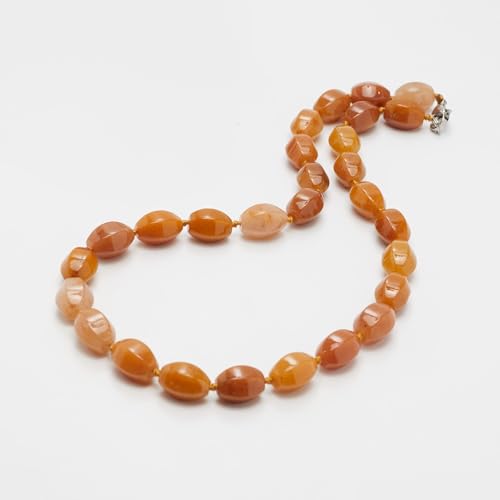 Agate 10x14mm Gemstone Beaded Necklace