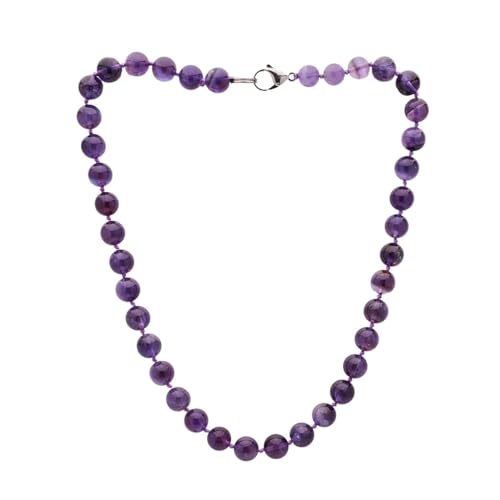 Women's Beaded Gemstone Necklace | Handmade 10mm Natural Multicolored Gemstone Necklace with Agate, Amethyst, and Rose Agate for Women