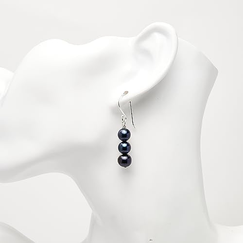 Women's Handmade Gemstone Triple Bead Earrings | Sterling Silver Drop Earrings with Elegant Design | Ideal Gift for Women