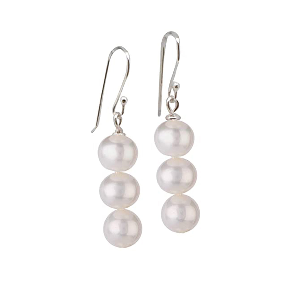 Women's Handmade Gemstone Triple Bead Earrings | Sterling Silver Drop Earrings with Elegant Design | Ideal Gift for Women