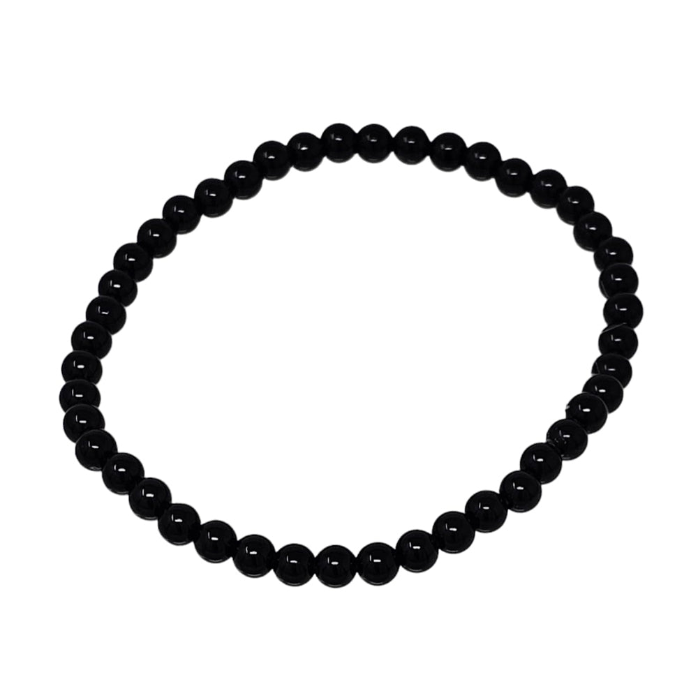 Black Agate 4mm Stretchy Gemstone Bracelet