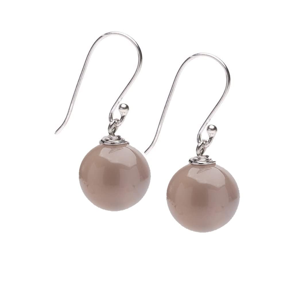 Gray agate 12mm Bead Gemstone Dangle Drop Earrings