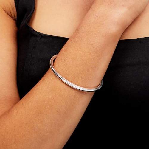 925 sterling silver torque bangle bracelet on female model