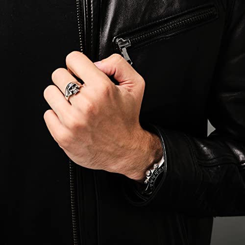 Skull Ring for Men | Chunky 925 Sterling Silver Biker Punk Design