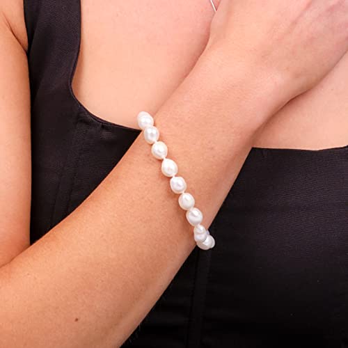 White Baroque Pearl 10-11mm Bracelet on Female Model