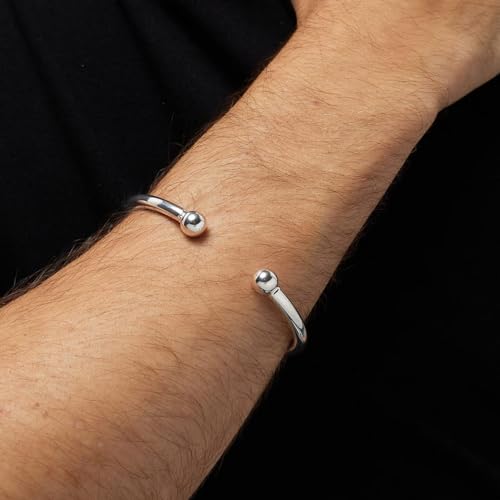 925 sterling silver id torque bangle bracelet on model