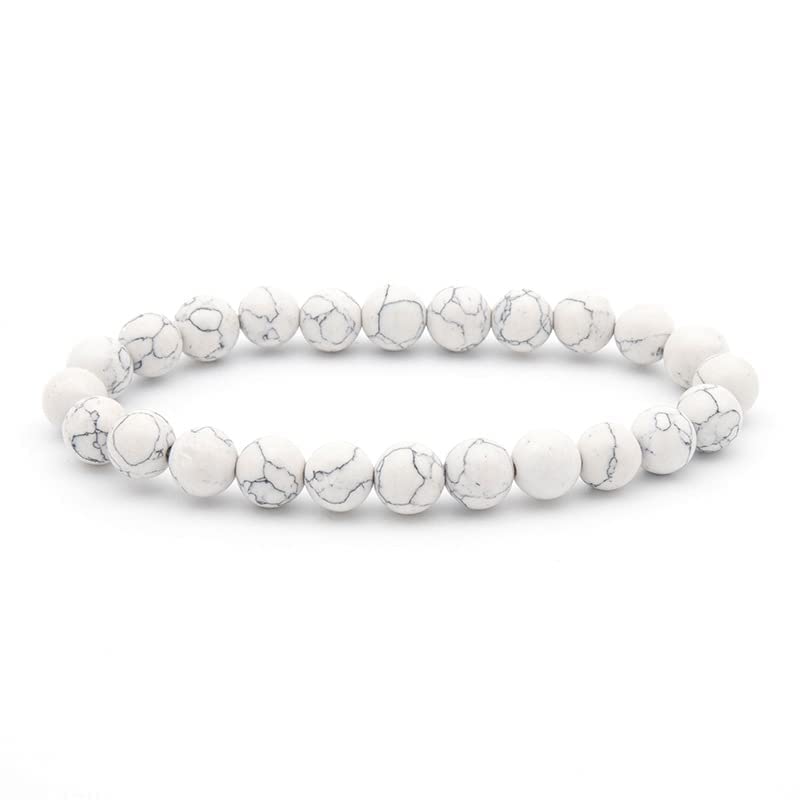 White Turquoise 6mm Stretchy Gemstone Bracelet
