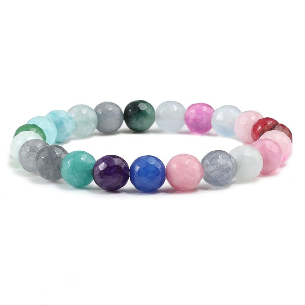 Multicolor 8mm Beaded Gemstone Stretchy Bracelet