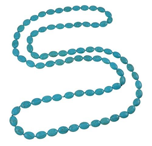 Turquoise Gemstone Necklace | Handmade 48-Inch Sweater Chain for Women