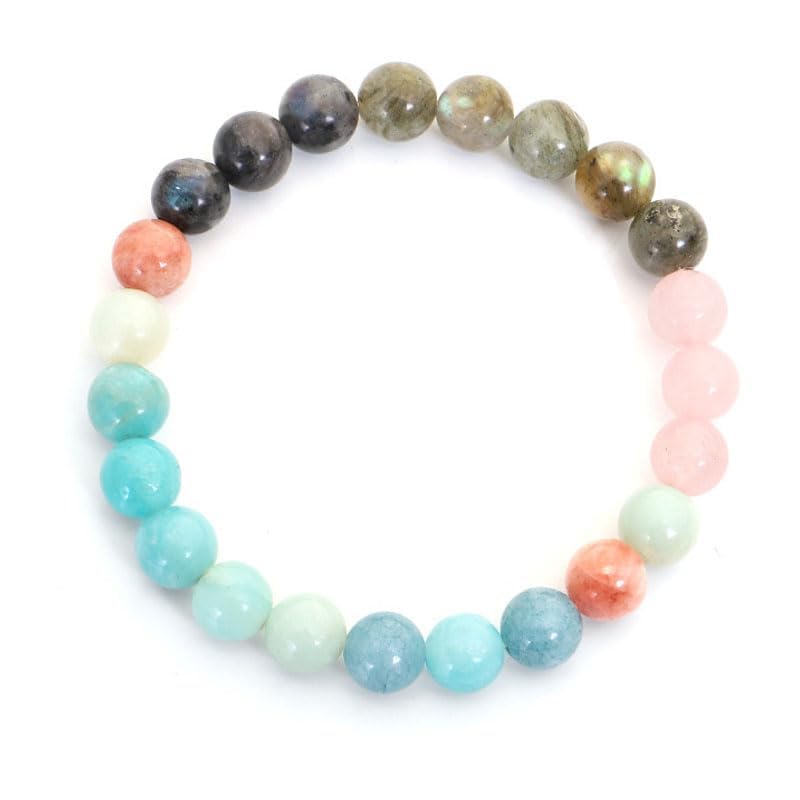 Soft Multicolour 8mm Beaded Gemstone Stretchy Bracelet