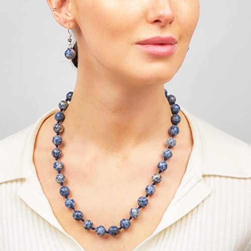 Women's Natural Gemstone Beaded Necklace | Handmade Necklace with 12mm Gemstone Beads for Women