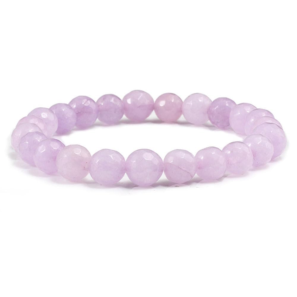 Lilac Cracked Agate 8mm Beaded Gemstone Stretchy Bracelet