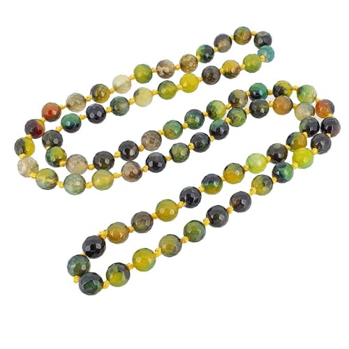 Green Agate 10mm Gemstone Beaded Necklace 35 inch long