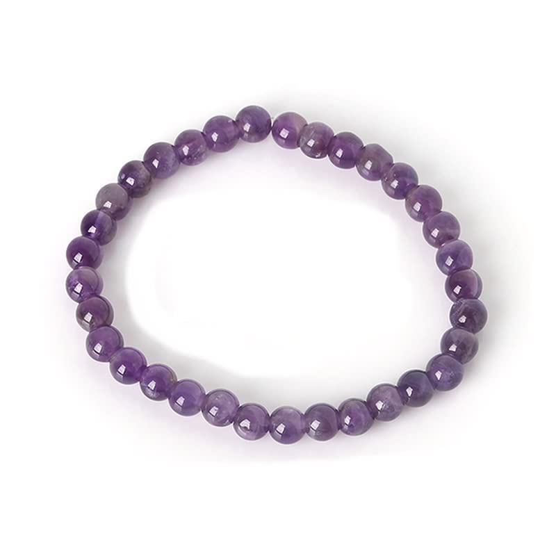 Purple Amethyst 6mm Stretchy Gemstone Bracelet