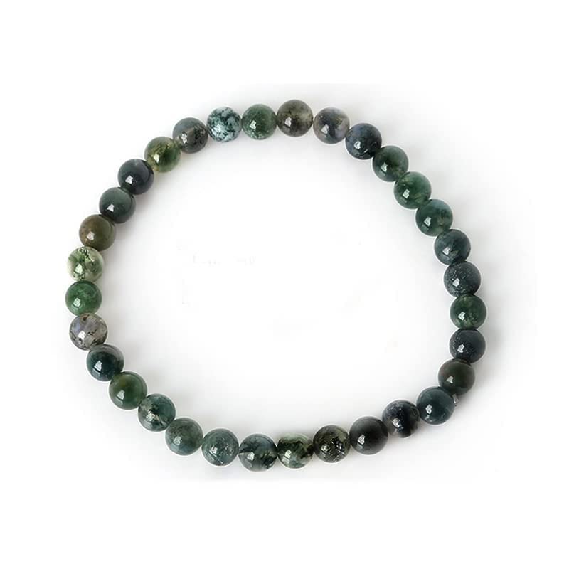 Green Moss Agate 6mm Stretchy Gemstone Bracelet