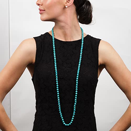 Layered Gemstone Necklace | Handmade Women's 8mm Beaded Chain, 48 Inches Long