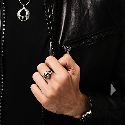 Skull Ring for Men | Chunky 925 Sterling Silver Biker Punk Design