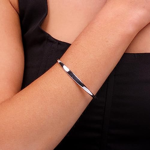 Plain Polished Bangle Bracelet | 925 Sterling Silver Torque Style for Men and Women