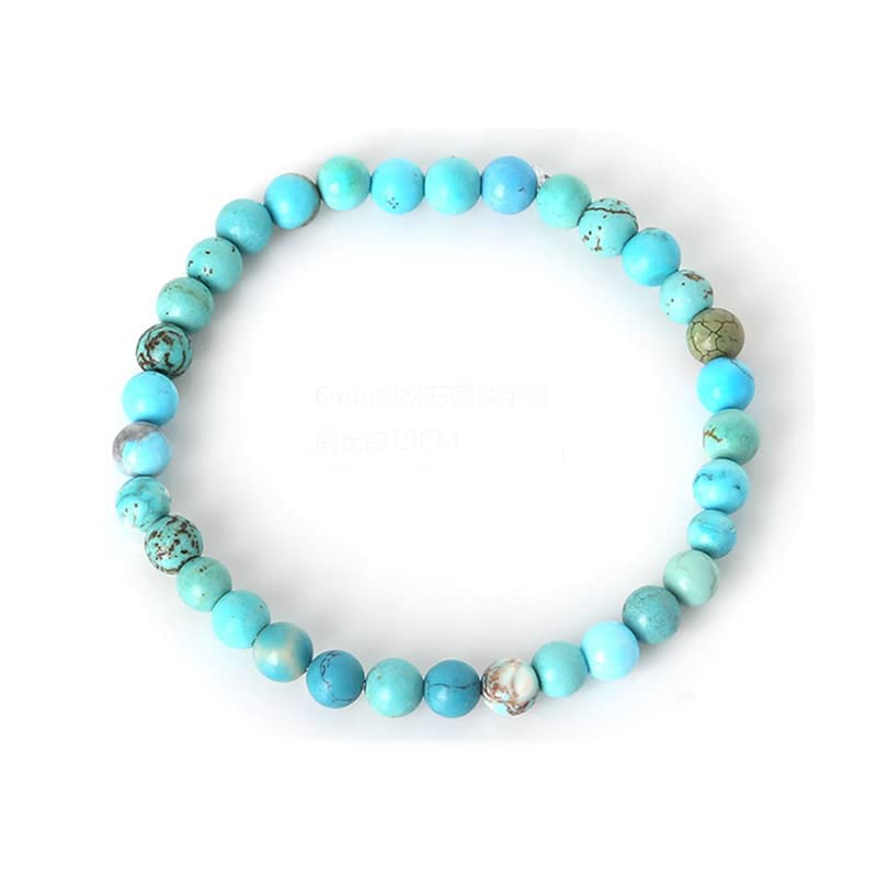 Blue Turquoise 6mm Stretchy Gemstone Bracelet
