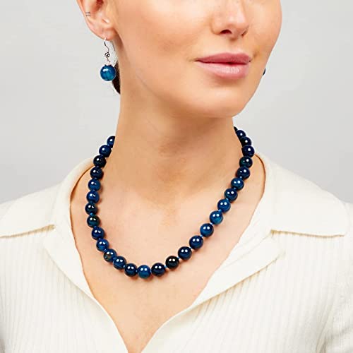 Blue Agate Gemstone Necklace on Model