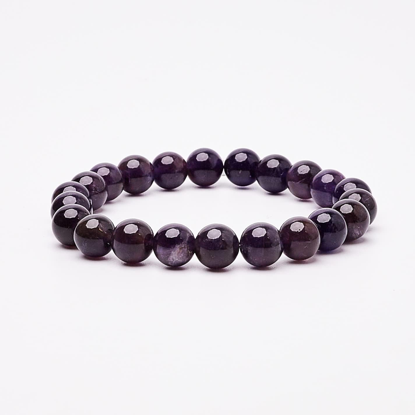 Gemstone Beaded Bracelet | Handmade 8mm Amethyst Gemstone Stretch Bracelet for Men and Women