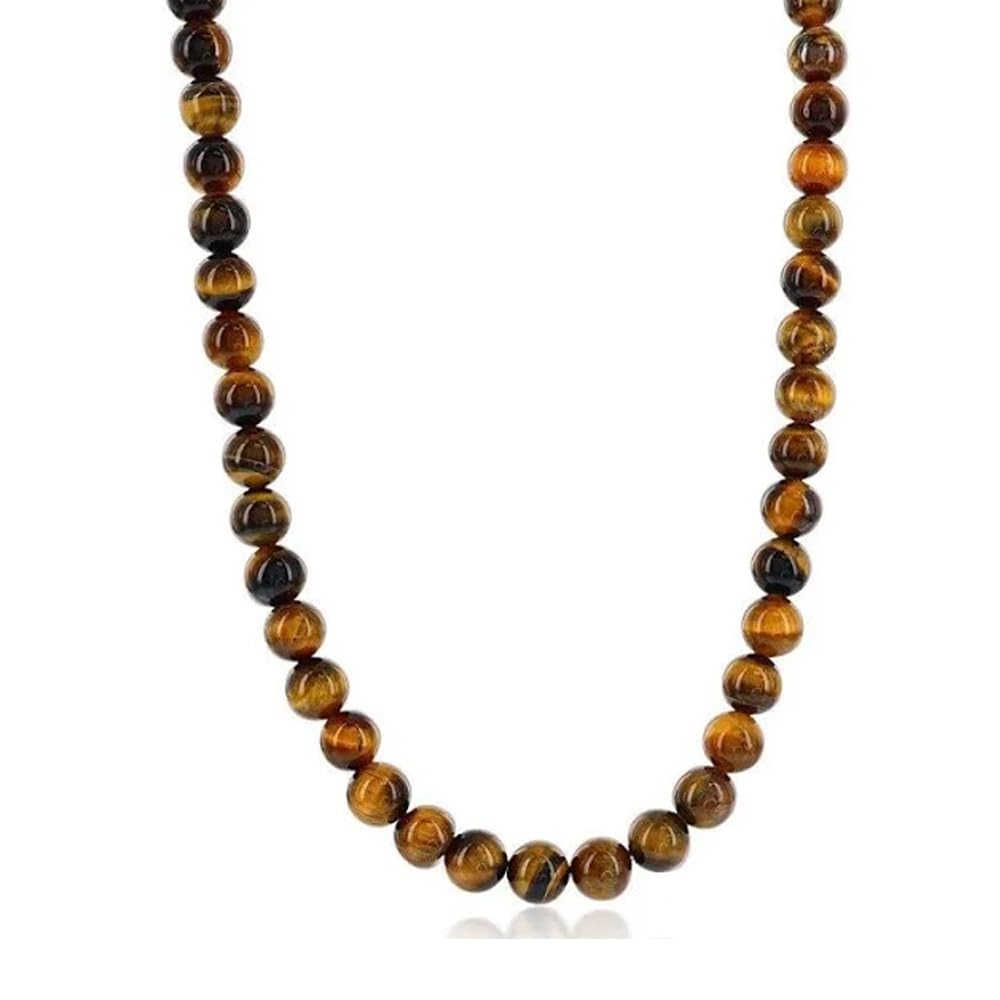 Tiger's Eye 8mm Beaded Gemstone Necklace