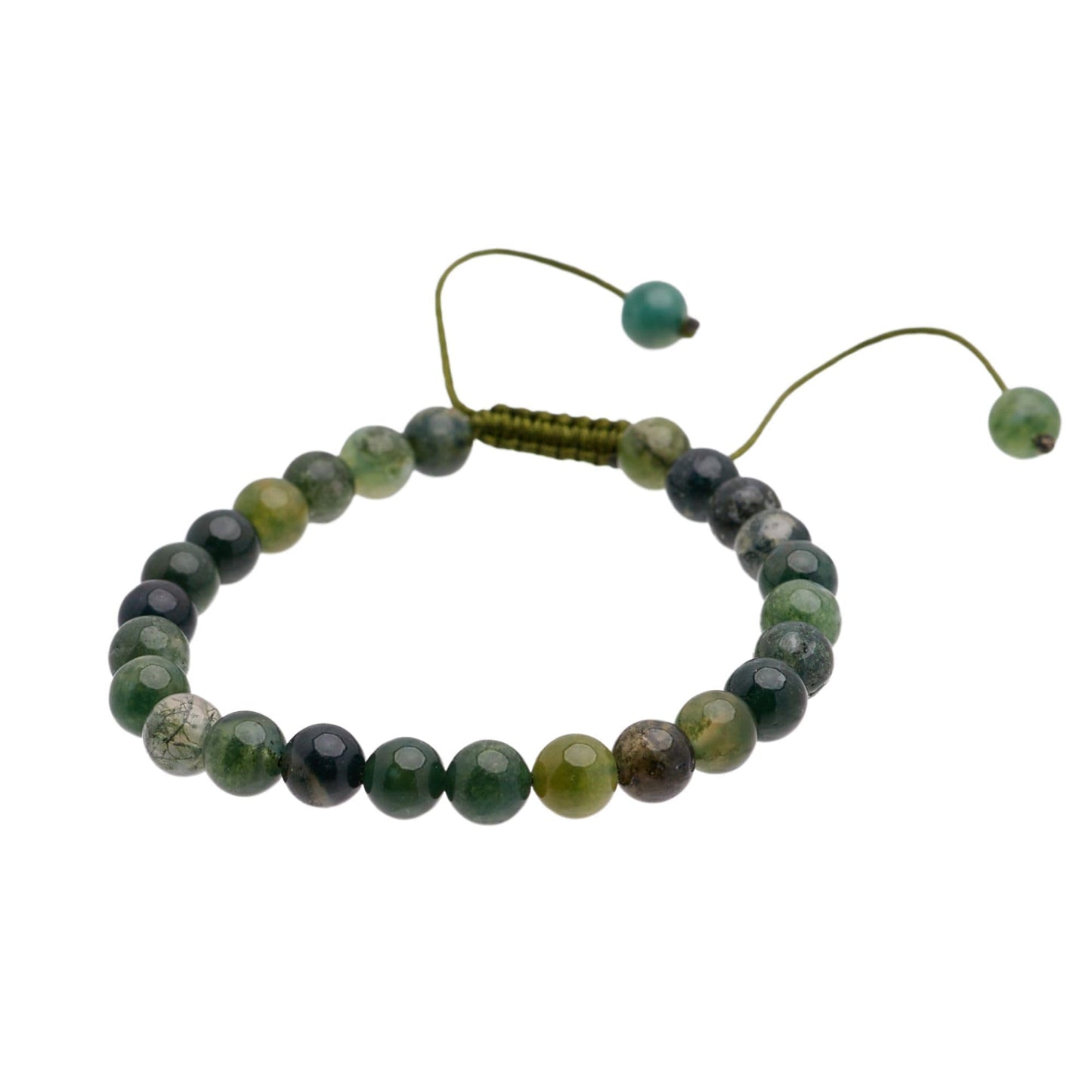 Green Moss Agate 6mm Gemstone Friendship Bracelet