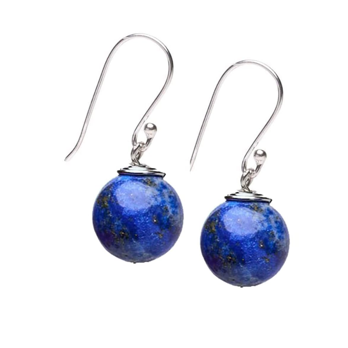 Blue Lapis Lazuli 12mm Bead Gemstone Dangle Drop Earrings