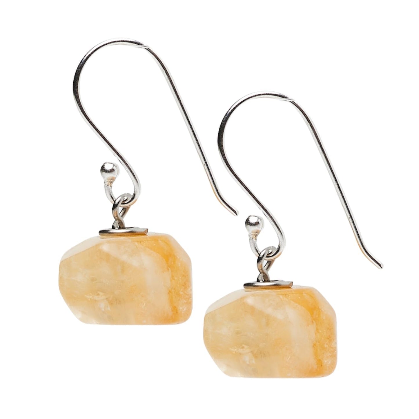 Unique Shape Yellow Citrine Gemstone Drop Earrings