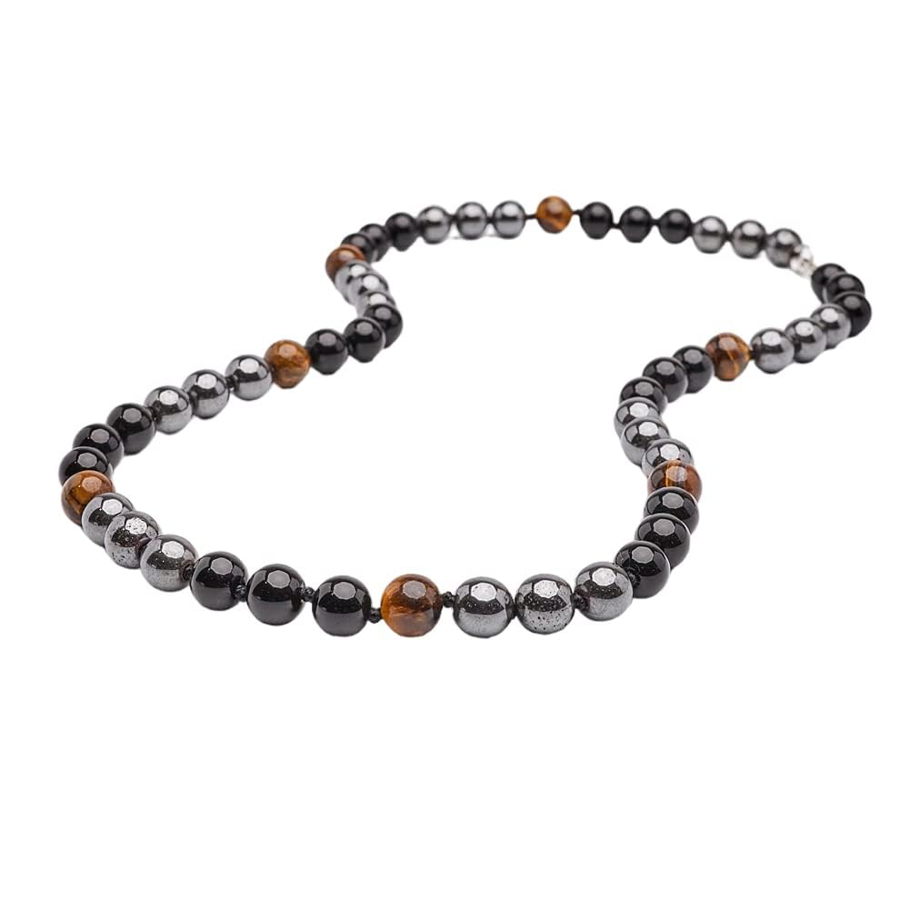 Men's Beaded Necklace | Handmade Natural Gemstone Chain with Tiger’s Eye and Onyx