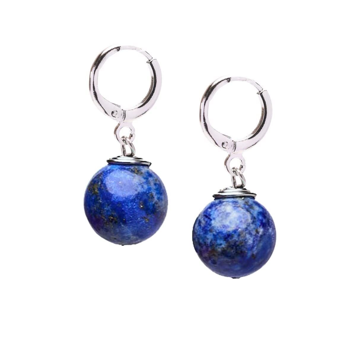 Blue Lapis Lazuli 12mm Gemstone Bead Leverback Earrings