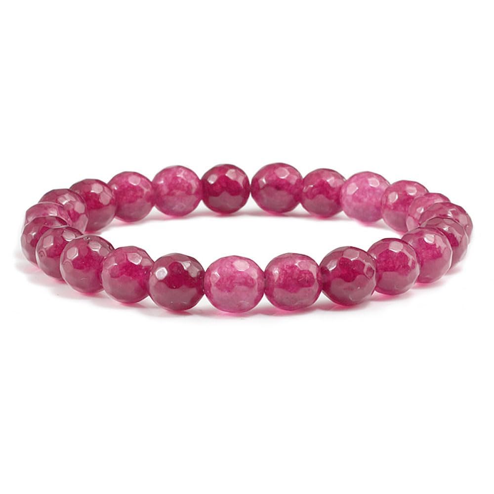 Blush Pink Agate 8mm Beaded Gemstone Stretchy Bracelet