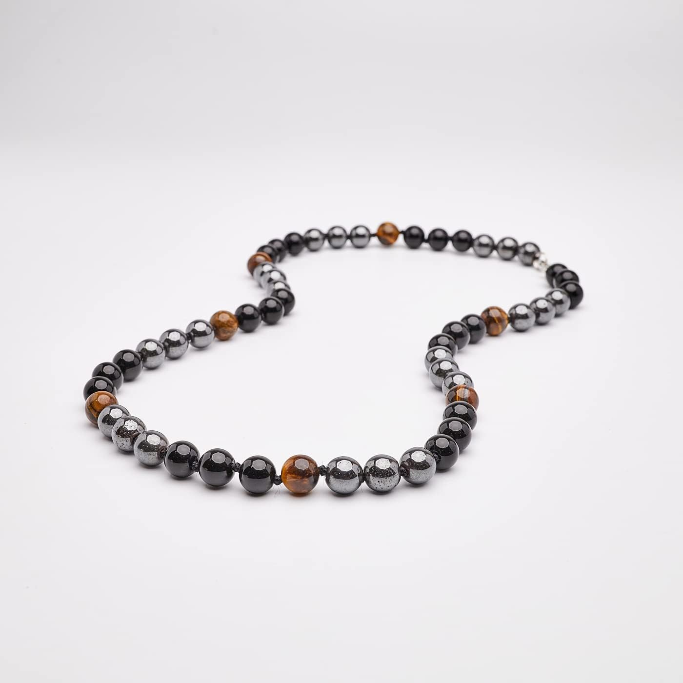 Men's Beaded Necklace | Handmade Natural Gemstone Chain with Tiger’s Eye and Onyx