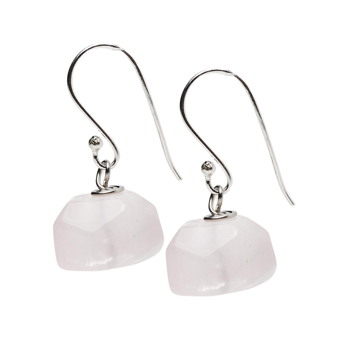 Unique Shape Rose Quartz Gemstone Drop Earrings
