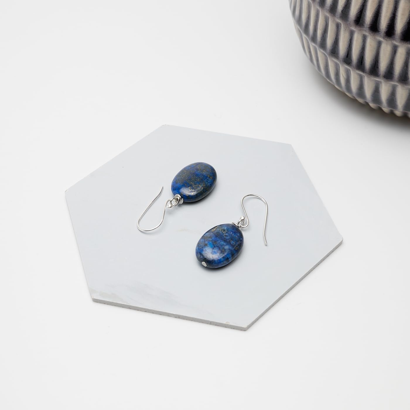 Women's Dangle Earrings | Sterling Silver with Blue Lapis Beads