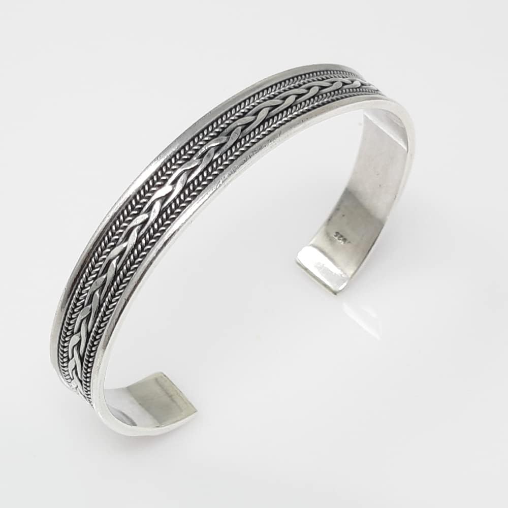 Cuff Bangle Bracelet | Solid 925 Sterling Silver Bracelet for Men