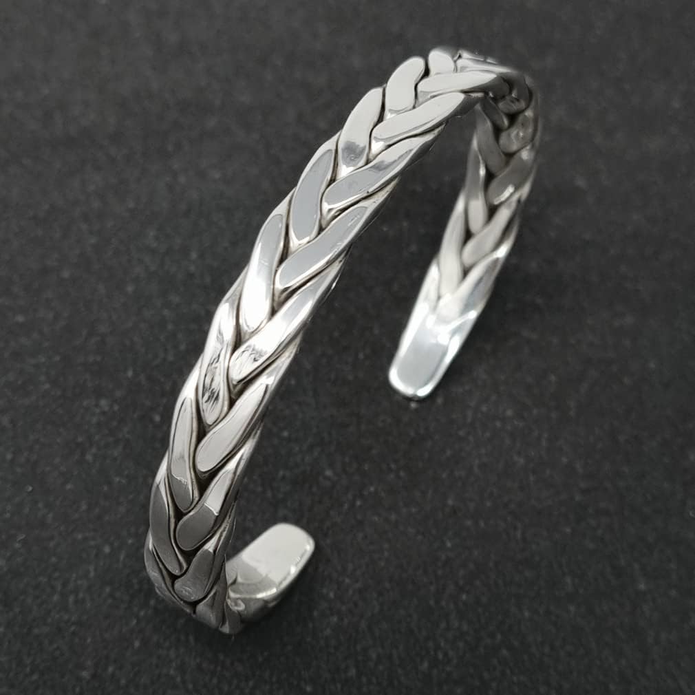 braided bangle bracelet 925 sterling sliver