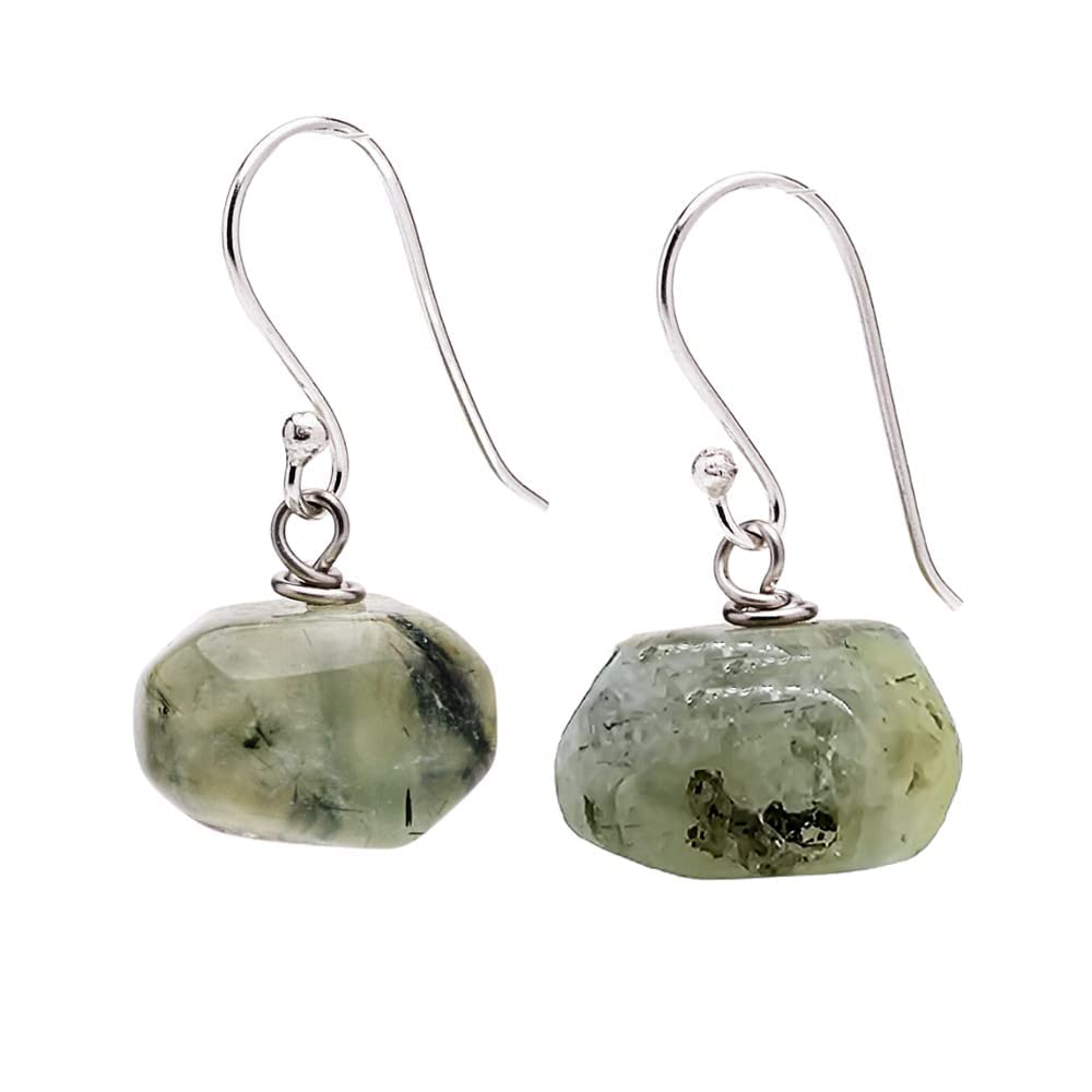 Unique Shape Prehnite Gemstone Drop Earrings