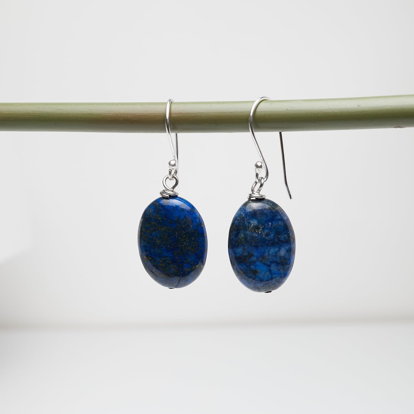 Women's Dangle Earrings | Sterling Silver with Blue Lapis Beads