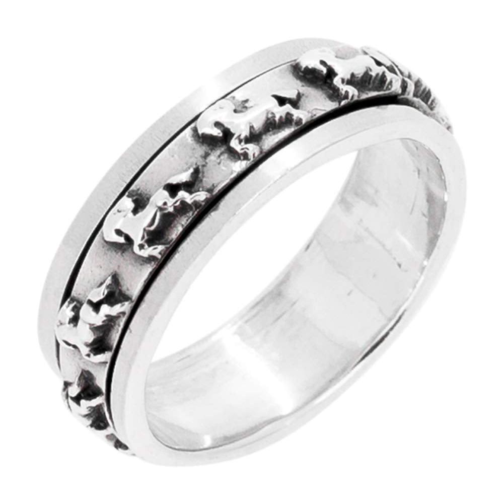 925 sterling silver horse design spinning ring