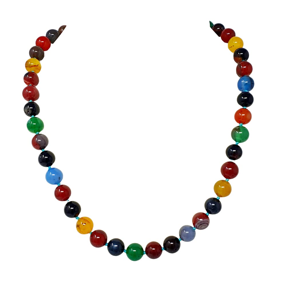 Multicolor 10mm Round Gemstone Beaded Necklace