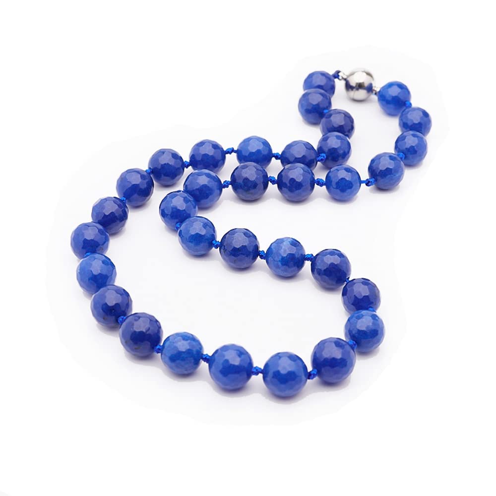 Royal Blue 12mm Gemstone Necklace on white Background